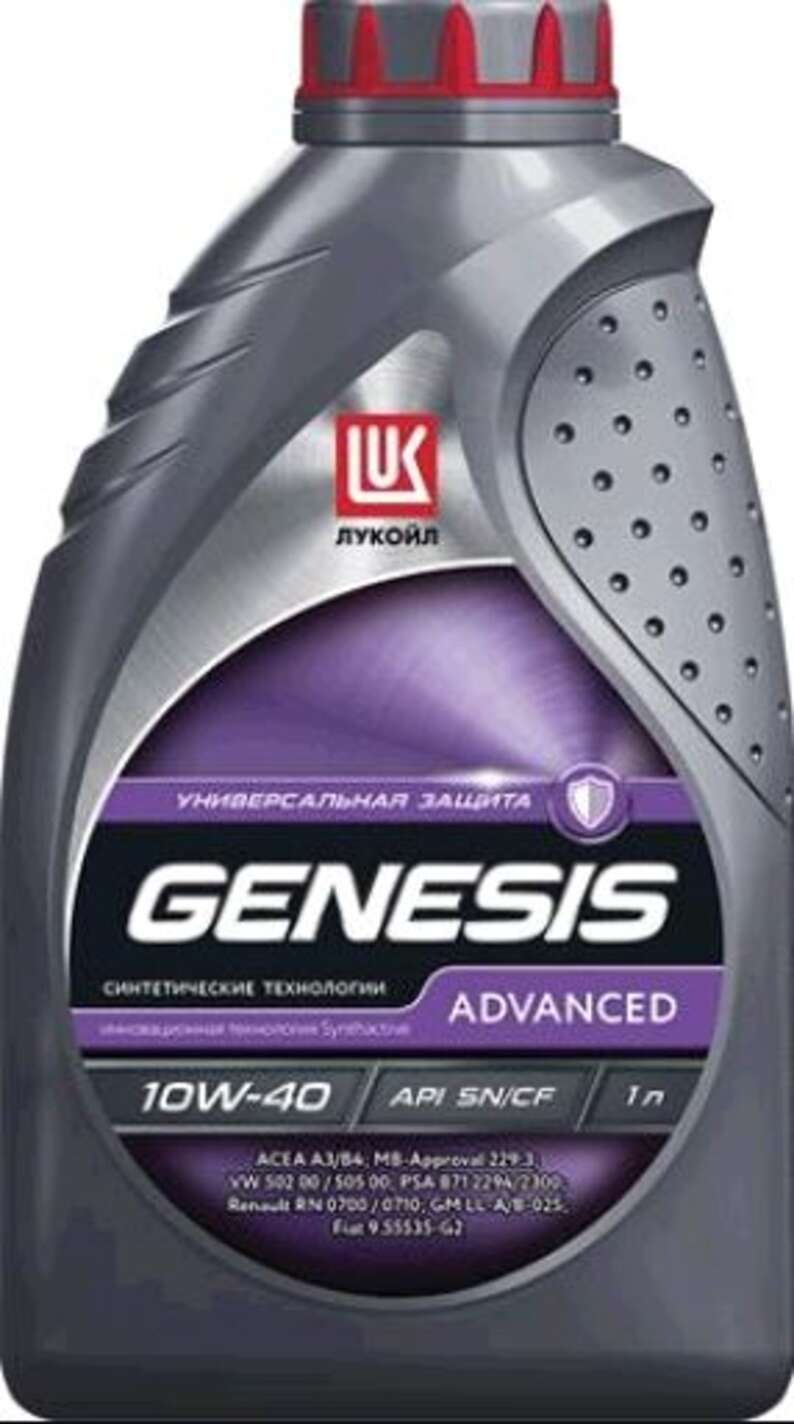 Масло 4T, 1л (SAE 10W-40, синтетика, GENESIS ADVANCED/UNIVERSAL SN/CF) ЛУКОЙЛ