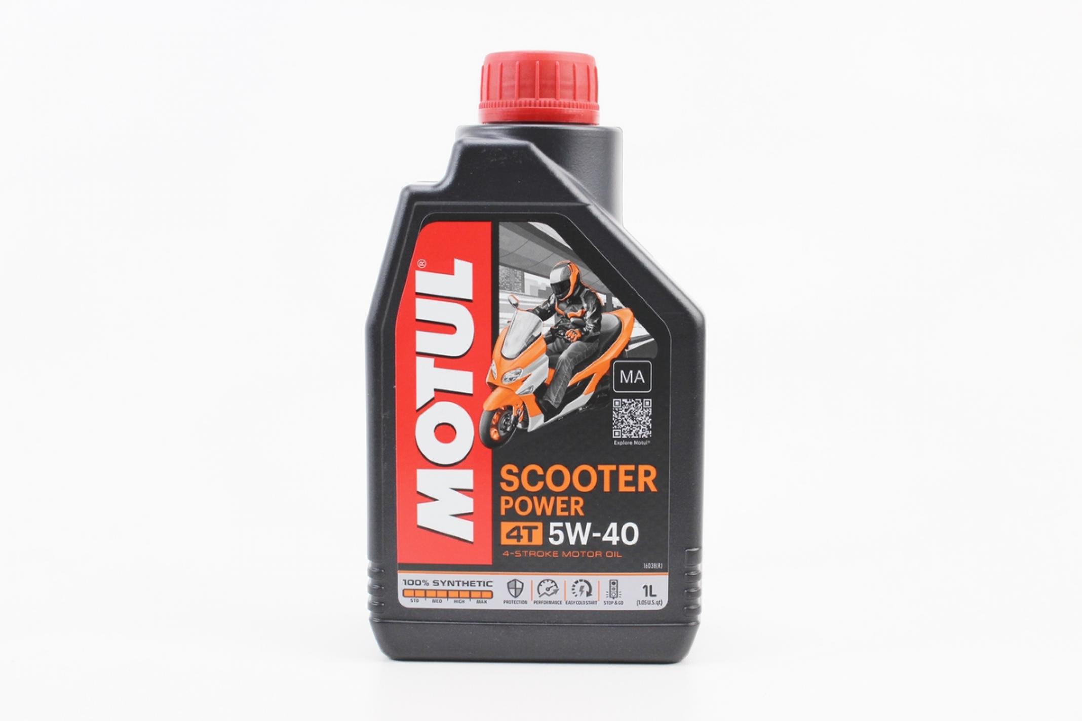 Масло 4T, 1л (синтетика, 5W-40, Scooter Power, API SN/SM/SL/SJ) MOTUL (#105958) KS