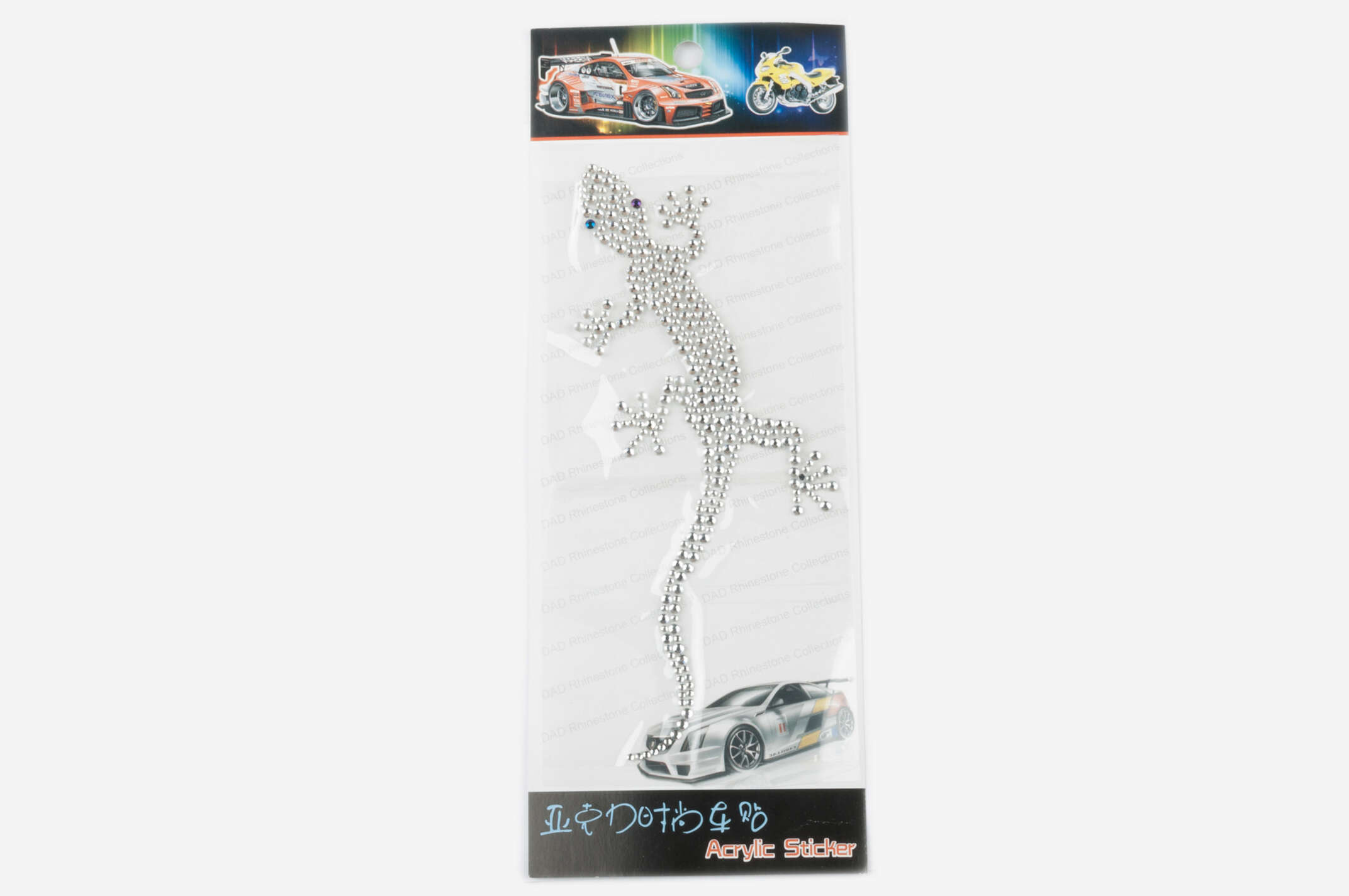 Наклейка декор SALAMANDER (16x9см, стразы серебро)