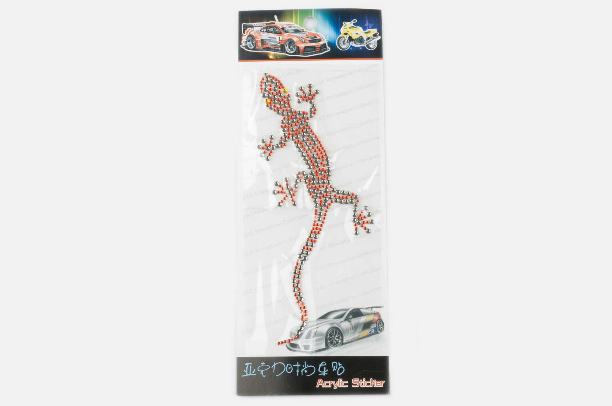 Наклейка декор SALAMANDER (16x9см, стразы красно-серые)