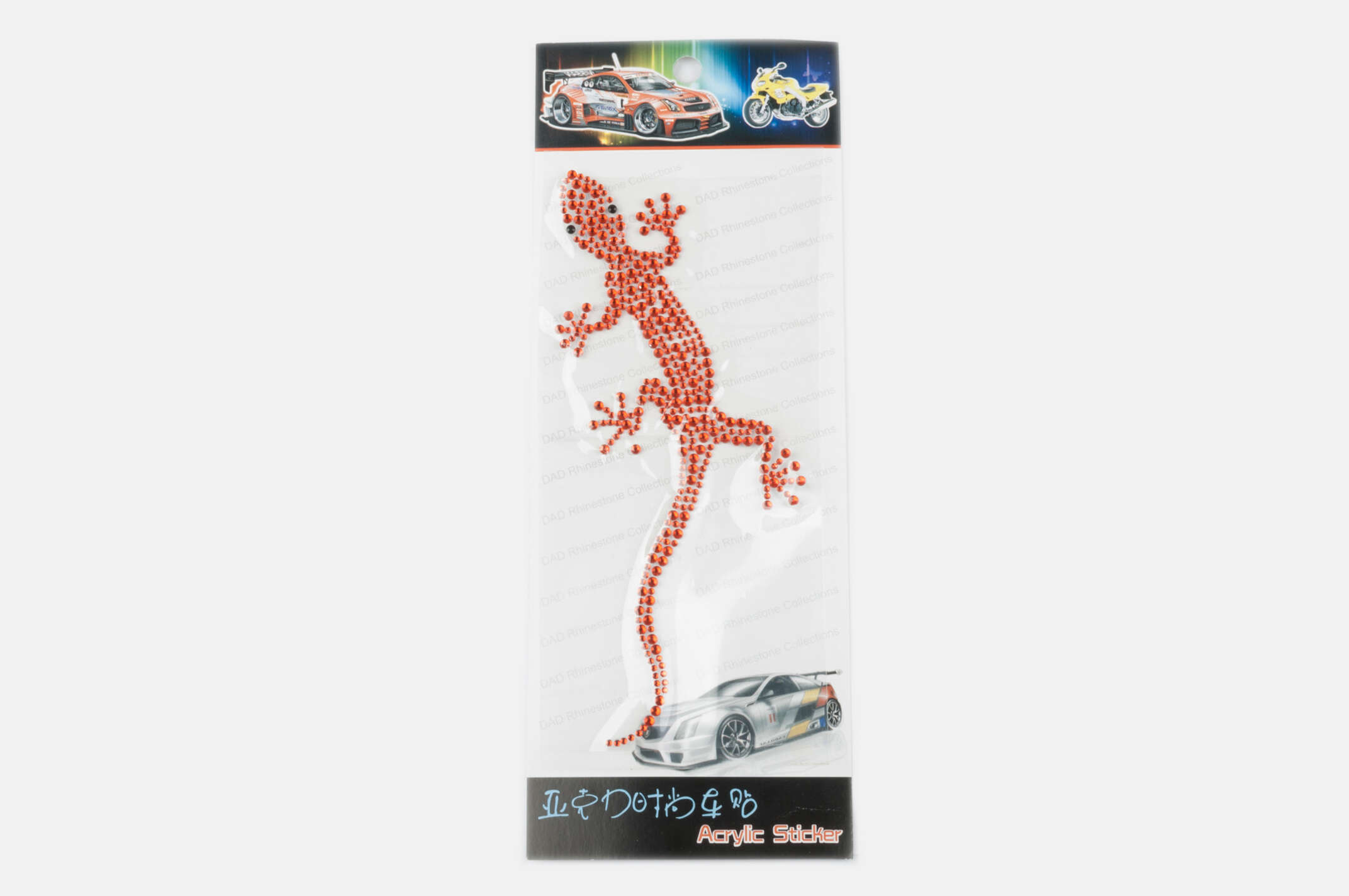 Наклейка декор SALAMANDER (16x9см, стразы красные)