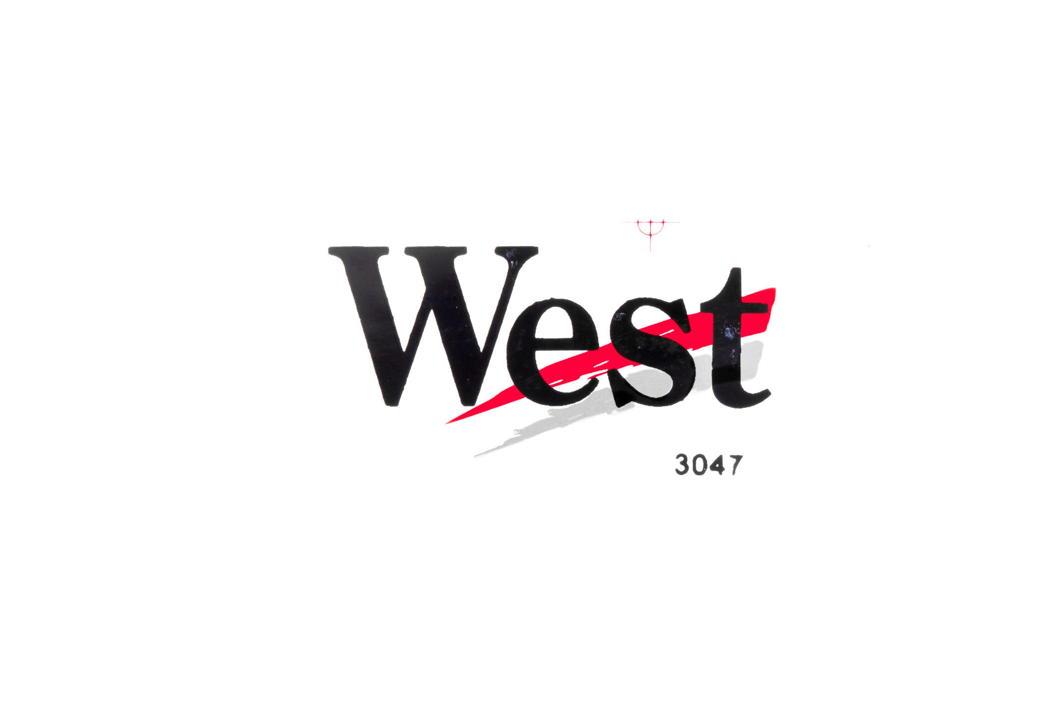 Наклейка логотип WEST (10x5см, серые) (#3047)