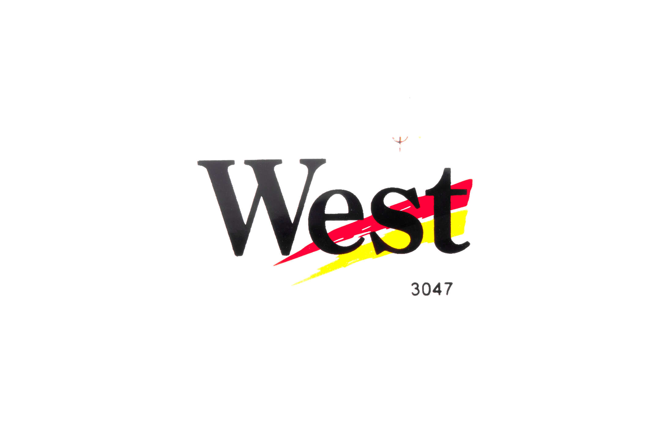Наклейка логотип WEST (10x5см, желтые) (#3047)