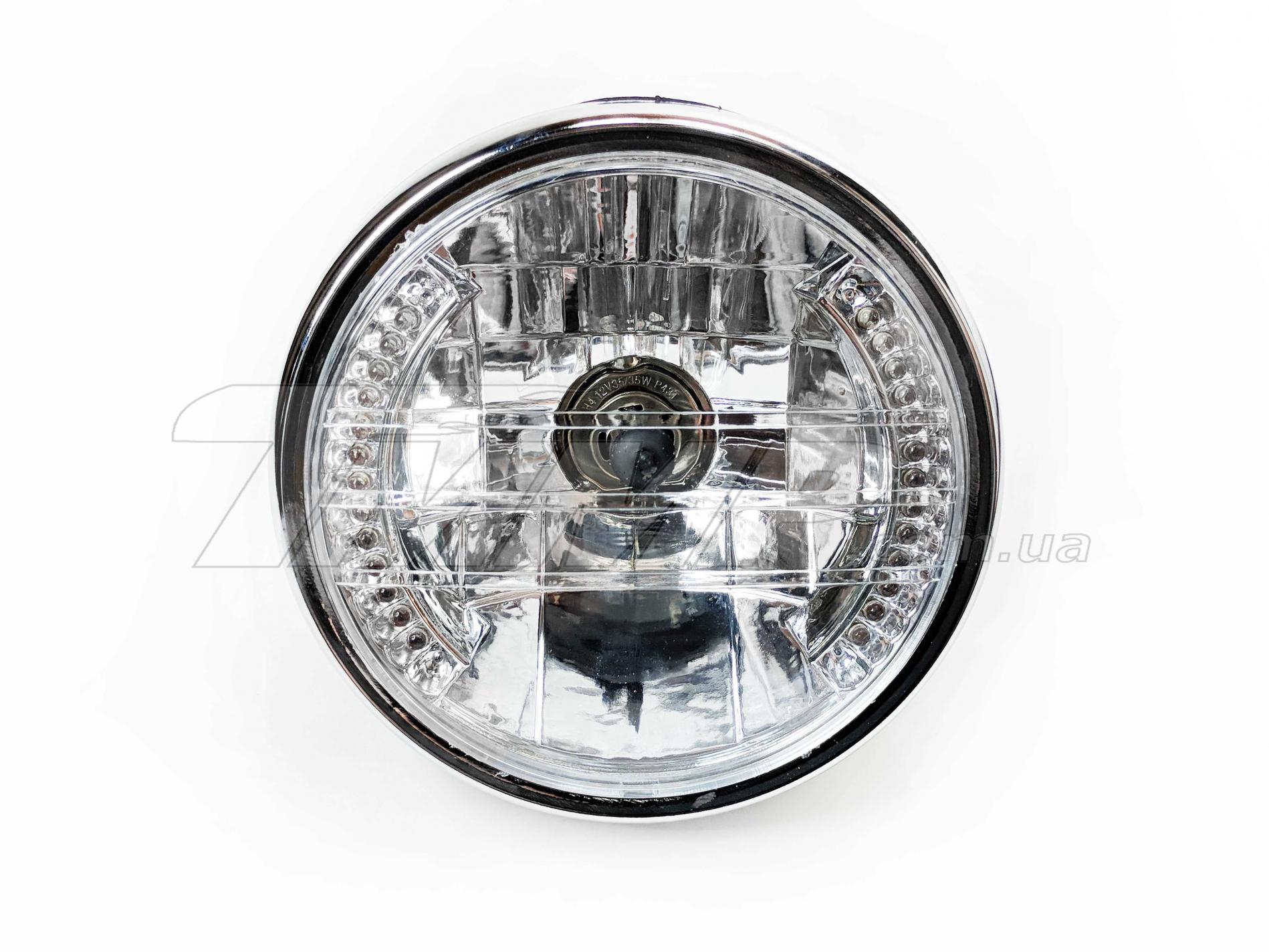 Фара (в сборе) Honda круглая (с LED подсветкой) EVO