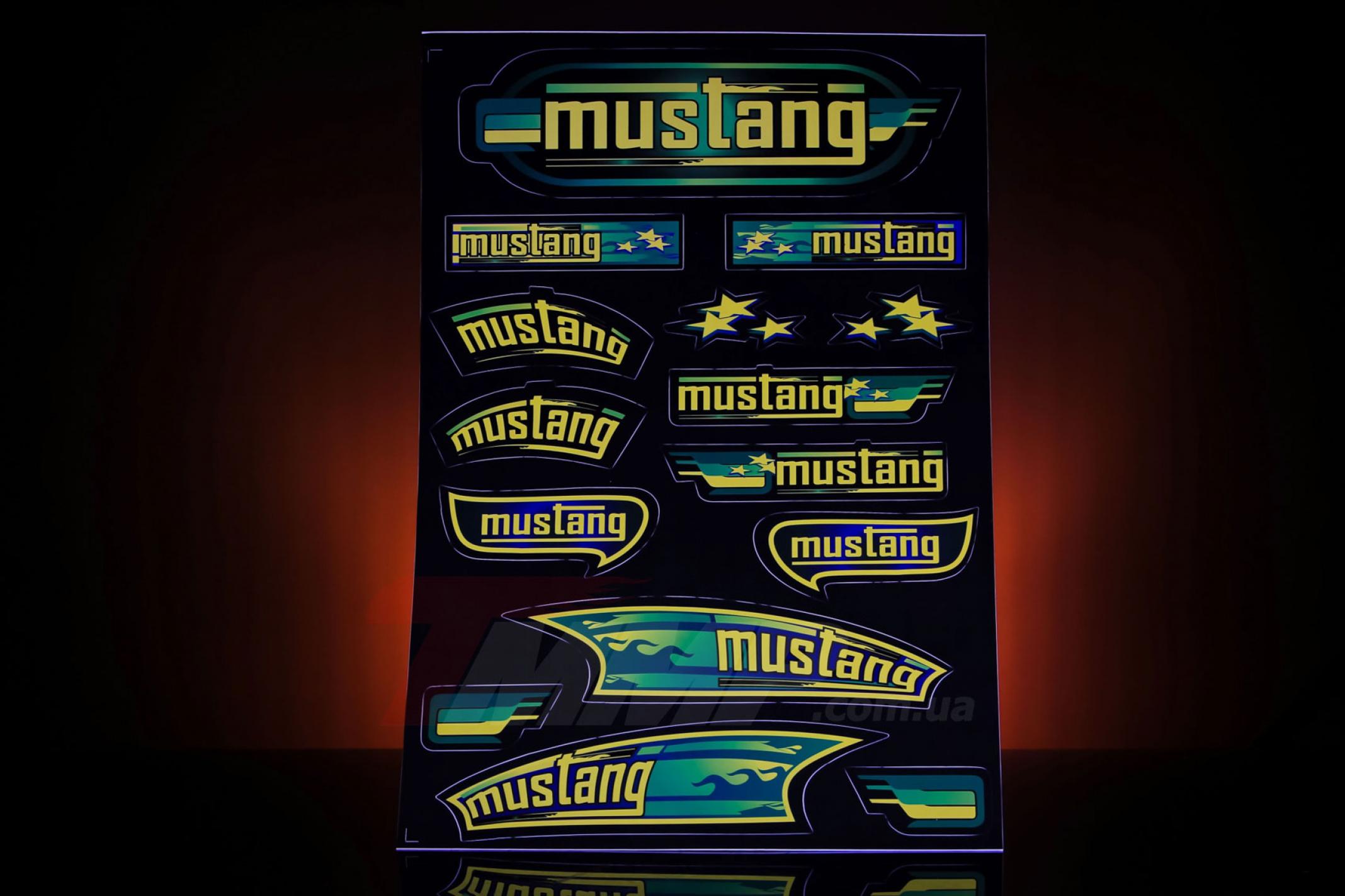 Наклейки (набор) MUSTANG (33х22см, черные) EVO-2
