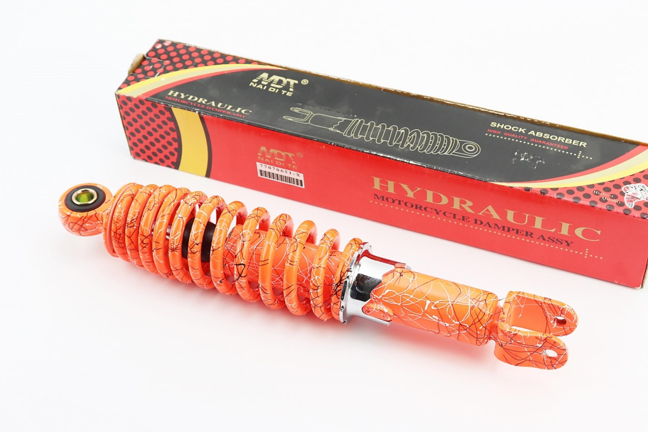 Амортизатор GY6, DIO, LEAD 280mm, регулируемый (оранжевый +паутина) KS