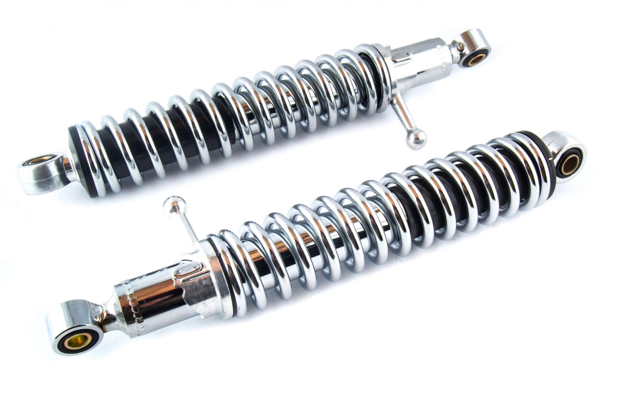 Амортизаторы (пара) ИЖ 320mm, регулируемые, с рычагом (хром) d50mm (втулка 10mm/втулка 10mm) KS