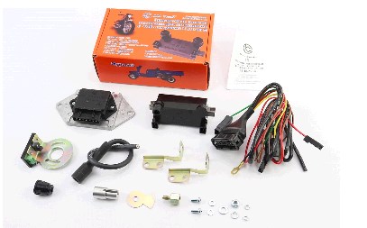 Зажигание электронное ИЖ ПЛАНЕТА (6V/12V) с катушкой , силиконовыми бронепроводами и надсвечникоми СОВЕК KS