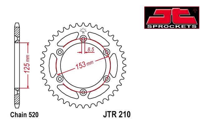 Звезда трансмиссии (задняя) Honda, Pitbike 520-45T FR