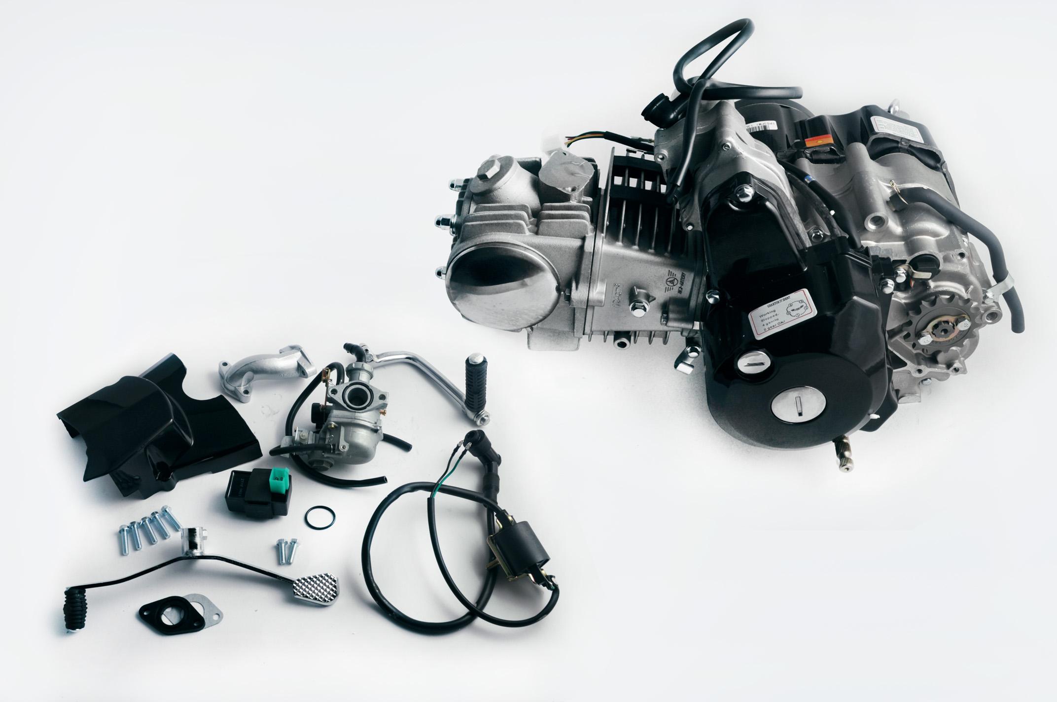 Двигатель Delta 125cc (МКПП 1Р53FMI 4П) (+коммутатор, карбюратор, катушка зажигания) JING