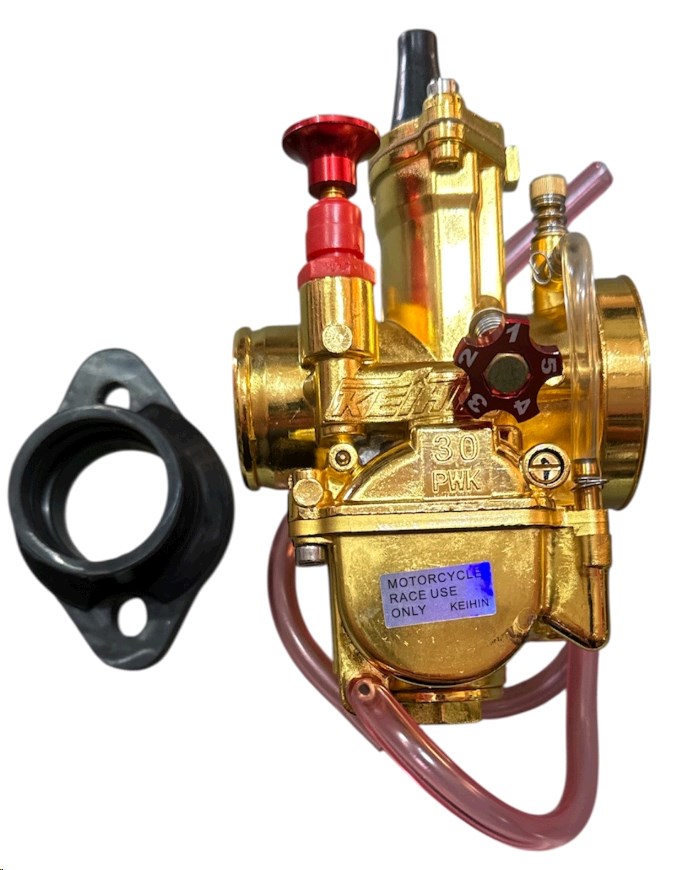 Карбюратор 4T CB/CG PWK 30 с переходником на МТ , Урал , ИЖ , Минск ручной подсос + жиклёры + игла (золотой) VDK