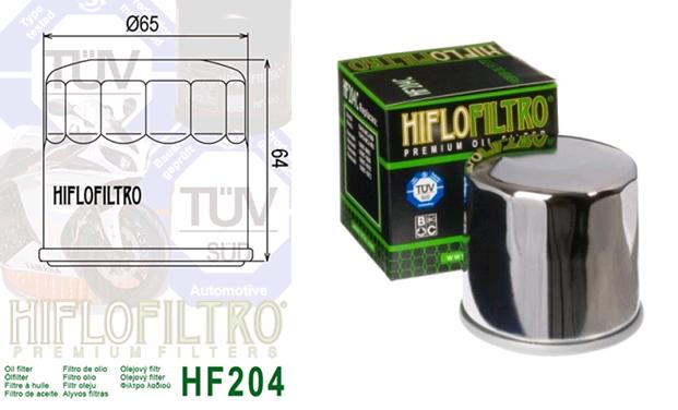 Фильтр масляный для Honda, Kawasaki, Triumph, Yamaha (Ø65, h-64) (HF 204, KY-F-010) VV