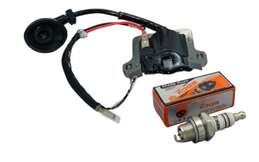 Катушка зажигания мотокосы 1E40F- 44F + свеча NOKER KOSA-4