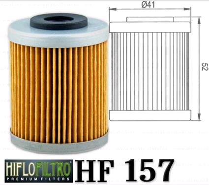 Фильтр масляный для Betamotor, KTM, Polaris, ATV (Ø41, h-52) (HF 157, KY-A-094 52MM)