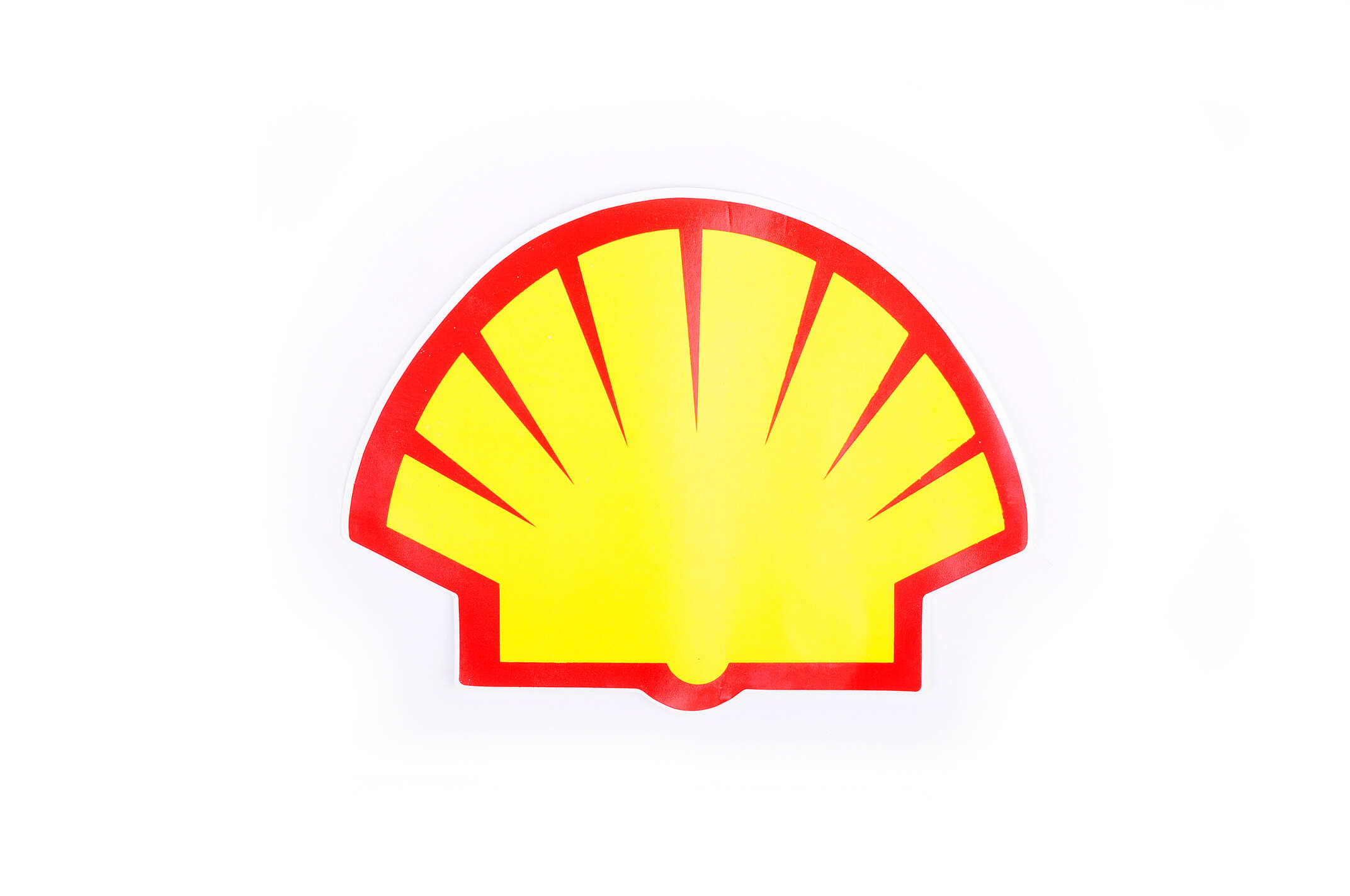 Наклейка логотип SHELL (13x9см, красно-оранжевая) (#0347)