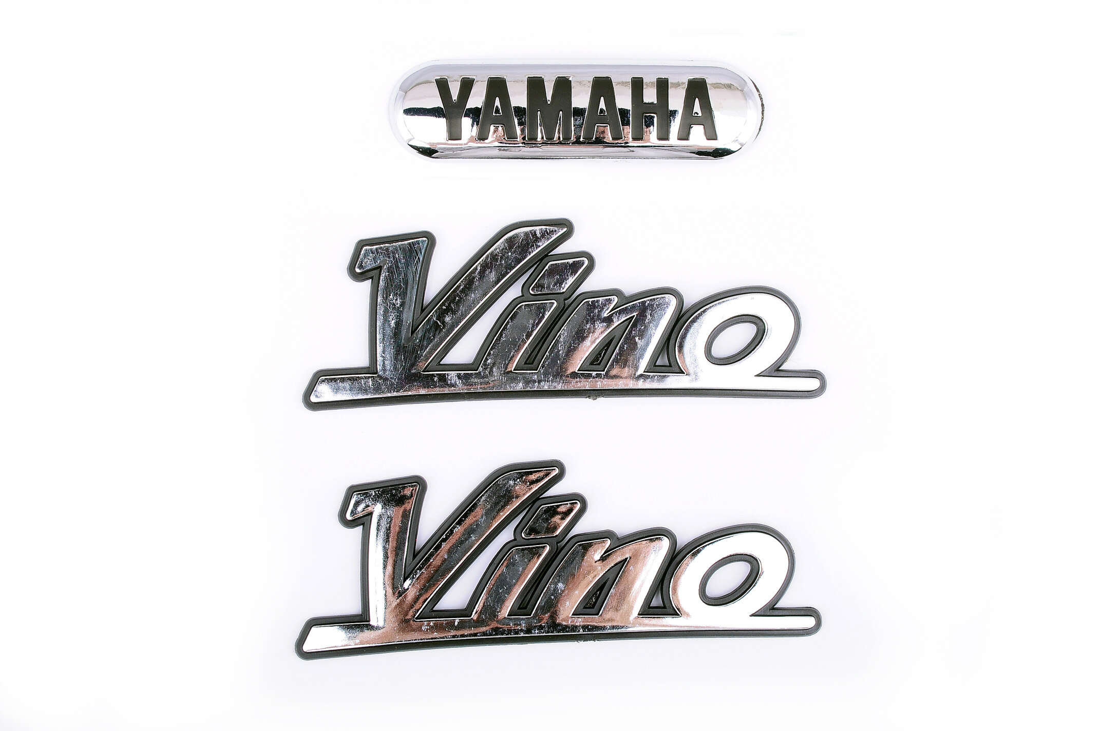 Наклейки (набор) Yamaha VINO (12х4см, 3шт, пластик, хром) (#4976)