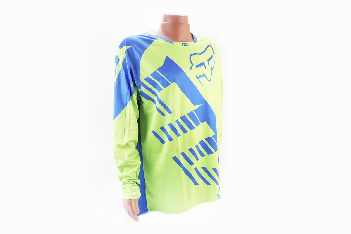 Футболка (Джерси) мужская L-(Polyester 100%), длинные рукава, свободный крой, салатово-синяя KS