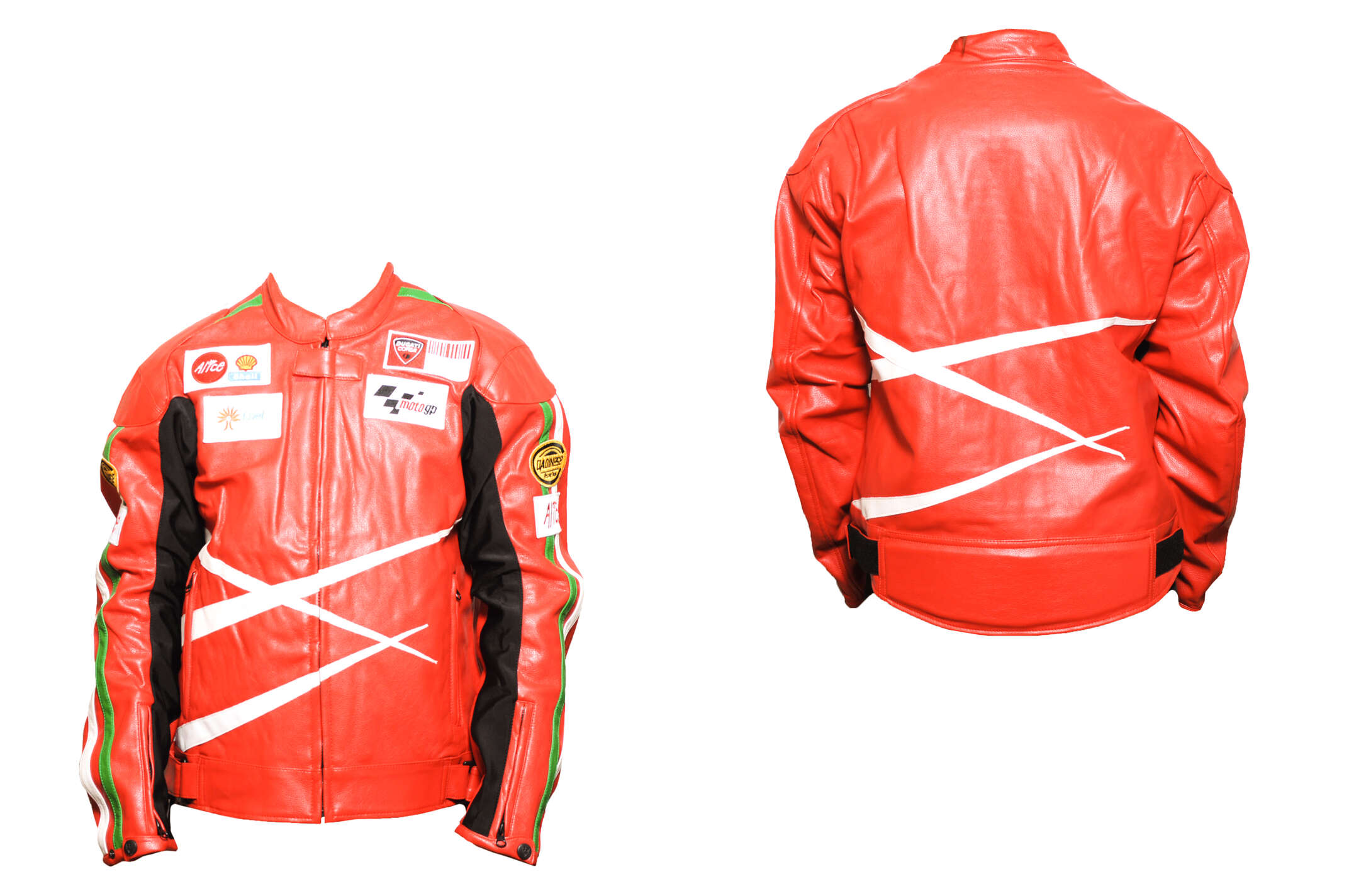 Мотокуртка DAQINESE (кожзам) (size:XL, красная)