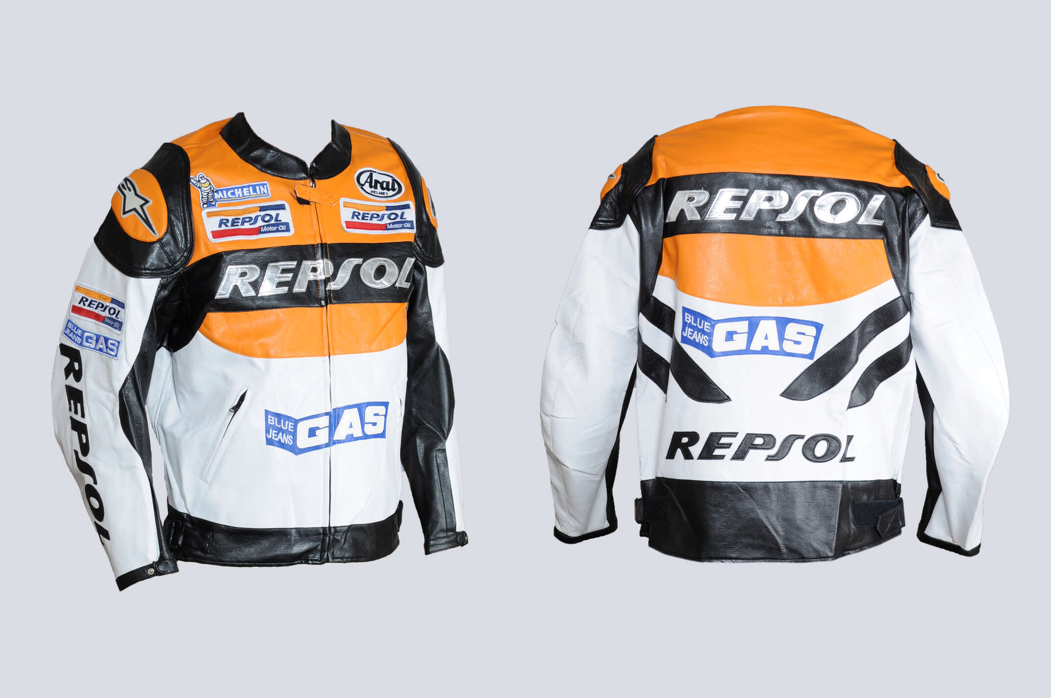 Мотокуртка REPSOL (кожзам) (size:XXXL, оранжевая, mod:2)