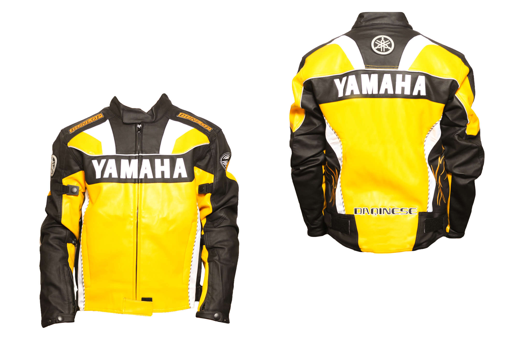 Мотокуртка YMH (кожзам) (size:L, желтая)