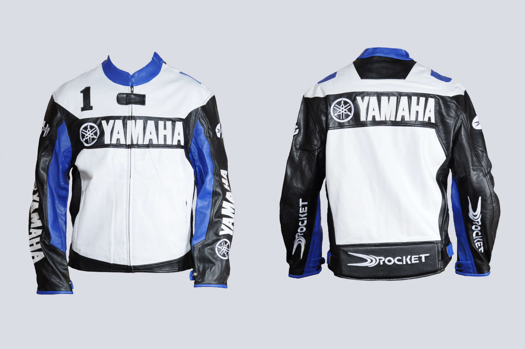Мотокуртка YMH (кожзам) (size:XXL, черно-белая, mod:1)