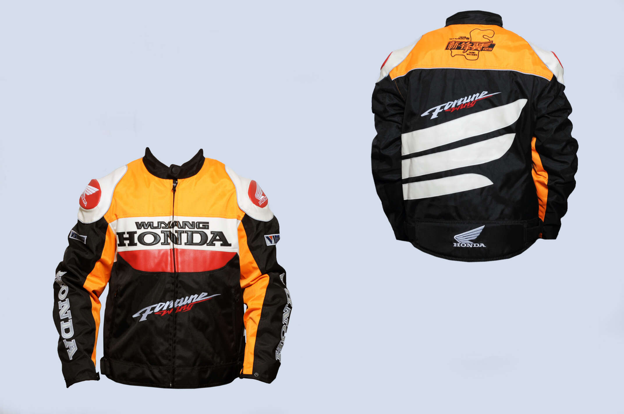 Мотокуртка HONDA (кожзам-текстиль) ( XXL, оранжево-черная)