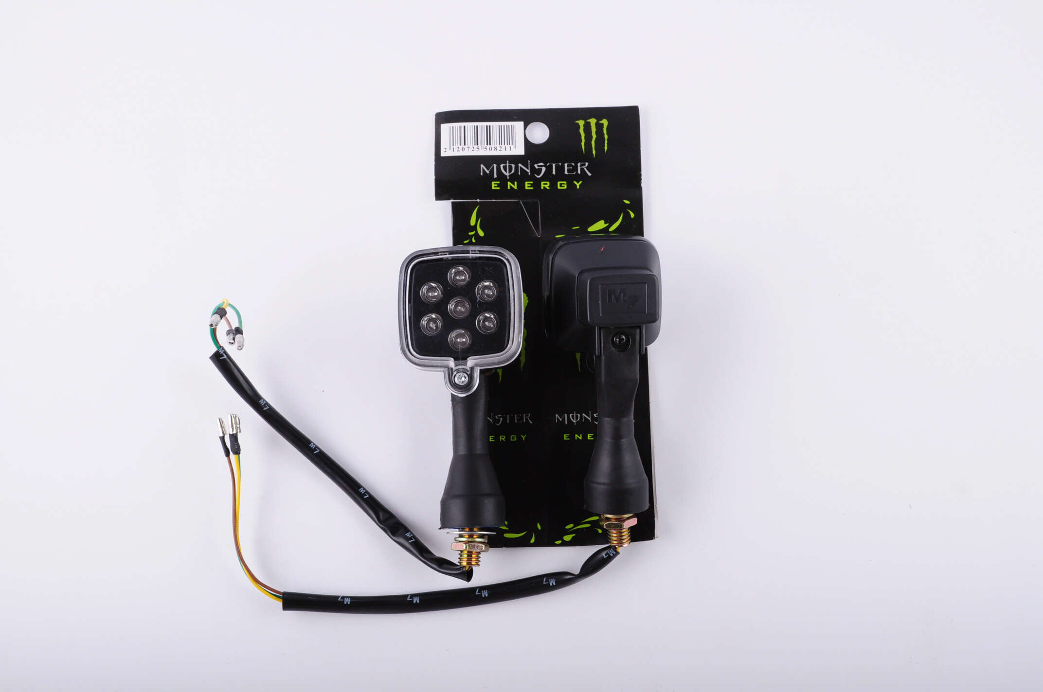 Повороты светодиодные (пара) квадратные (черные, прозрачные, 7 диодов) MONSTER ENERGY
