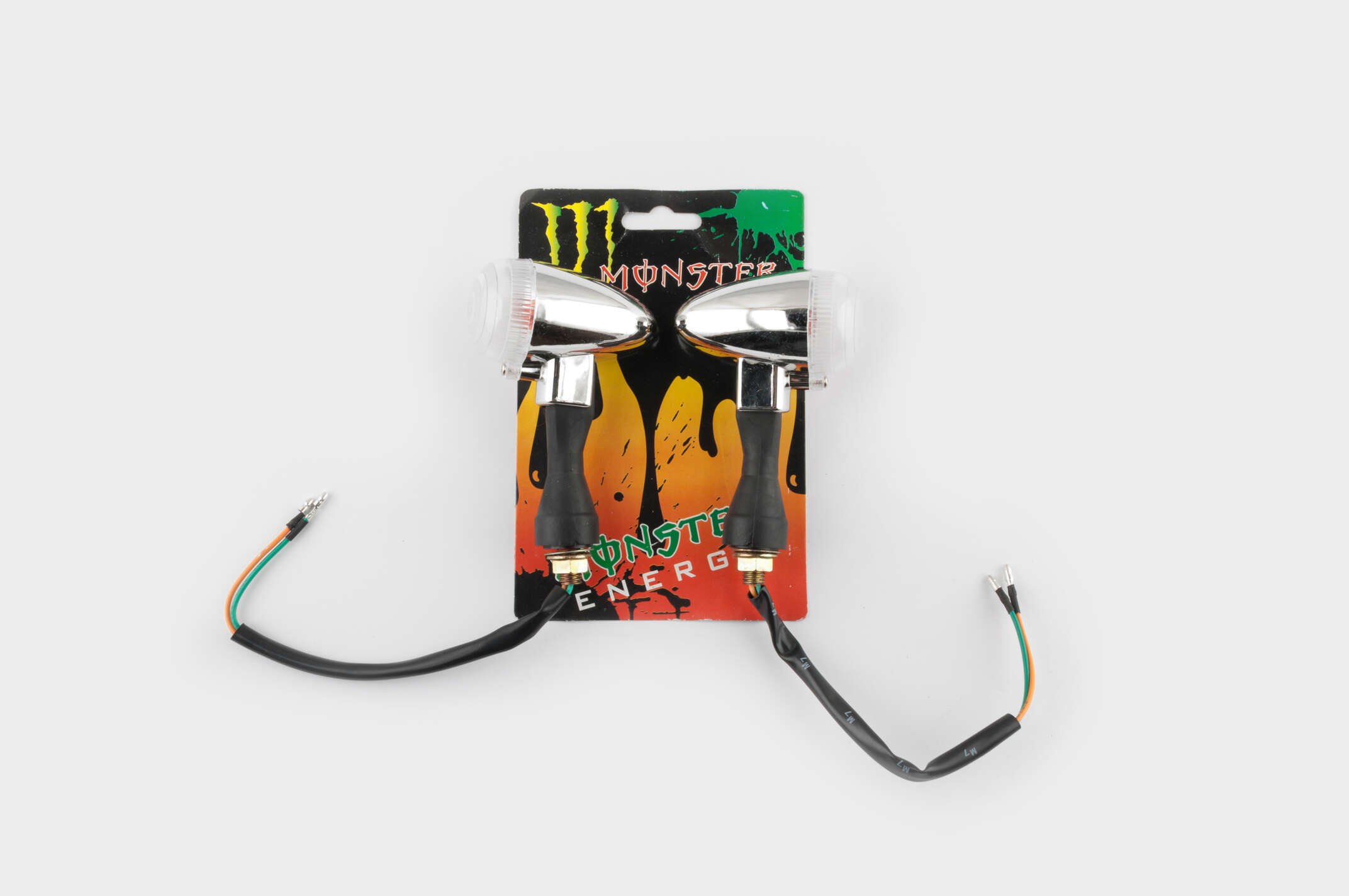Повороты (пара) круглые (хром, прозрачные) MONSTER ENERGY