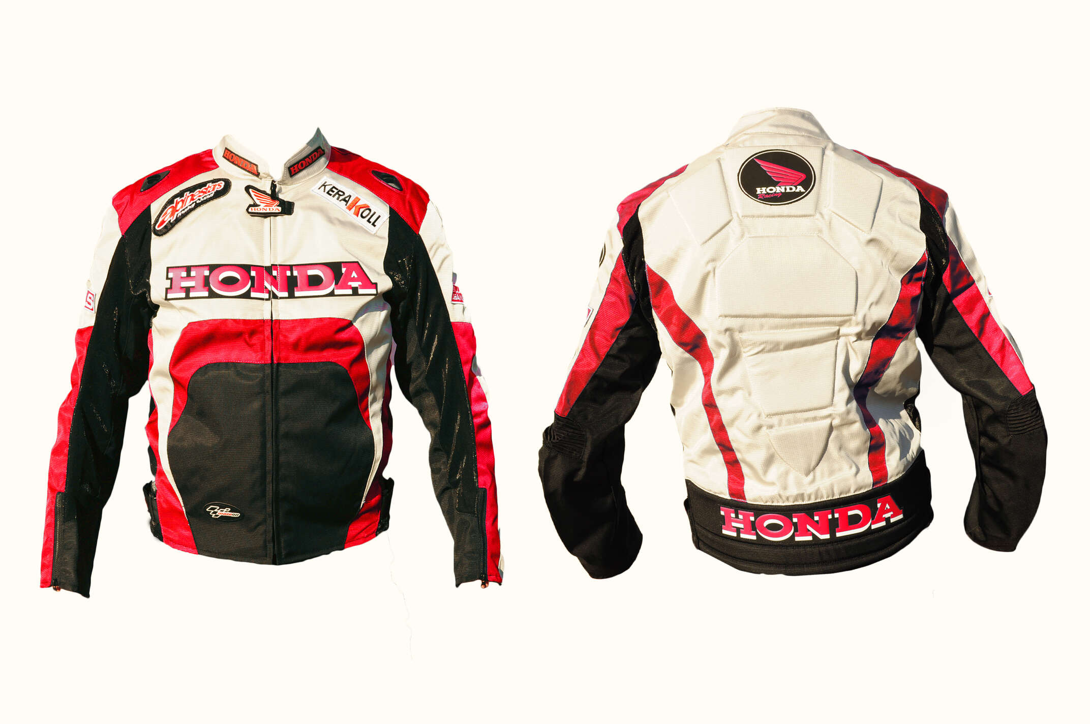 Мотокуртка HONDA (текстиль) (size:L, серо-красная)