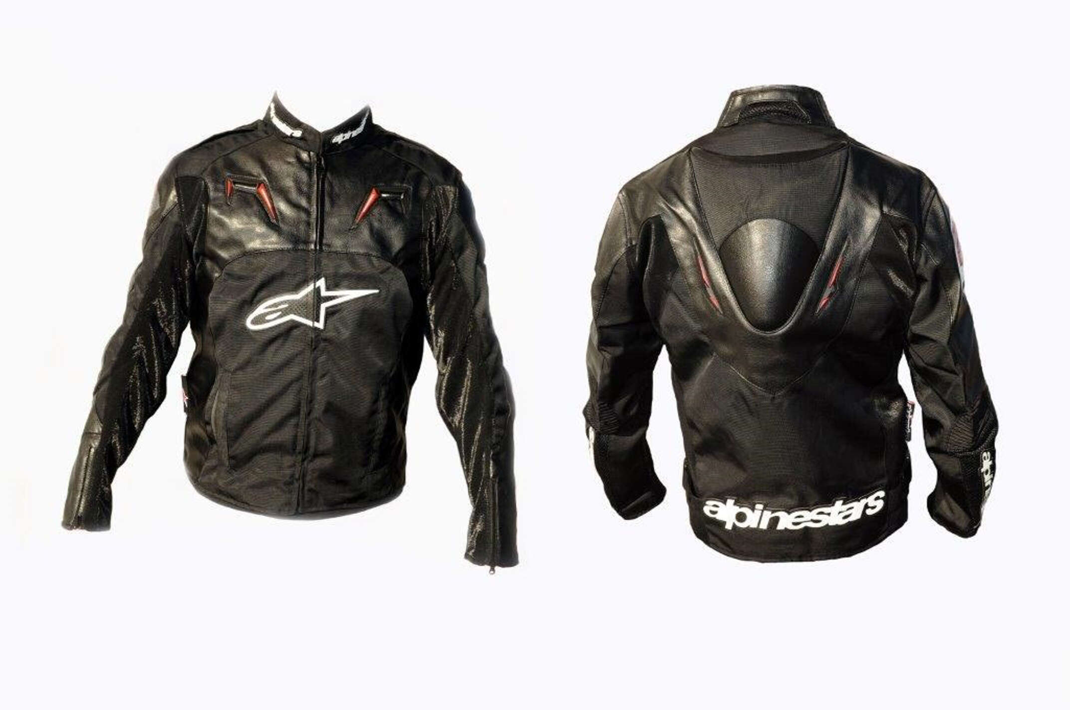 Мотокуртка ALPINESTARS (кожзам-текстиль) (с аэродинамическим горбом) (mod:1, size:L, черная)