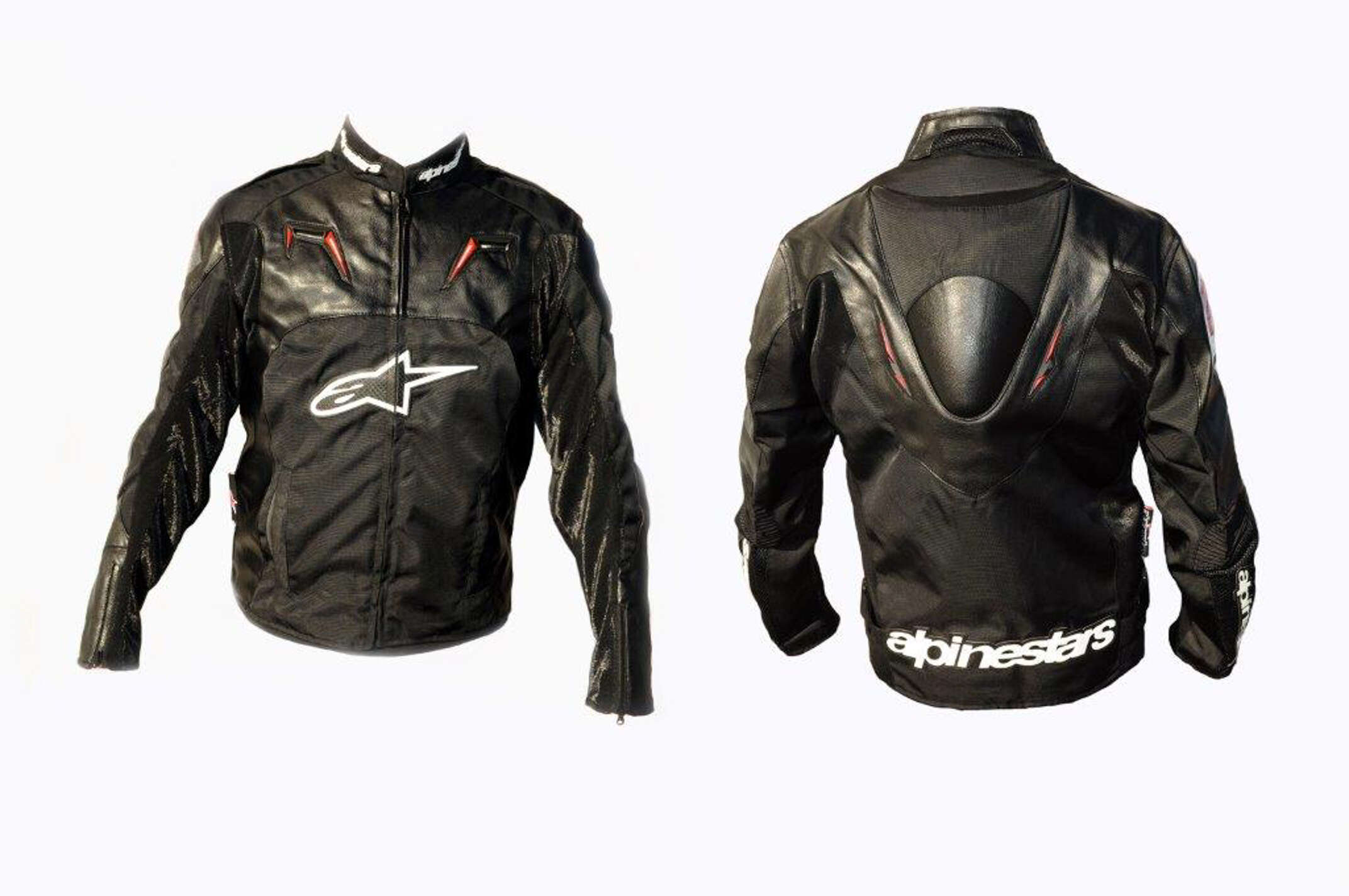 Мотокуртка ALPINESTARS (кожзам-текстиль) (с аэродинамическим горбом) (mod:1, size:M, черная)