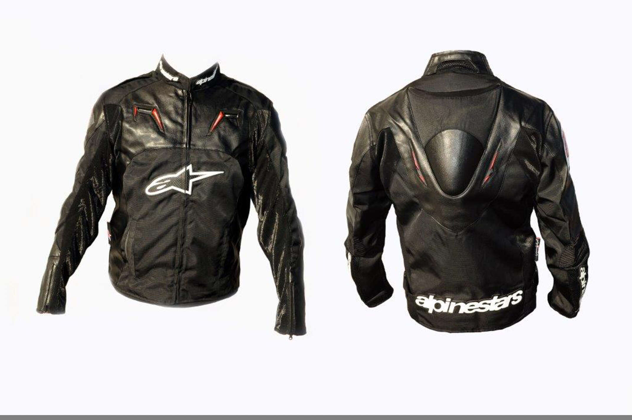 Мотокуртка ALPINESTARS (кожзам-текстиль) (с аэродинамическим горбом) (size:XXL, черная)