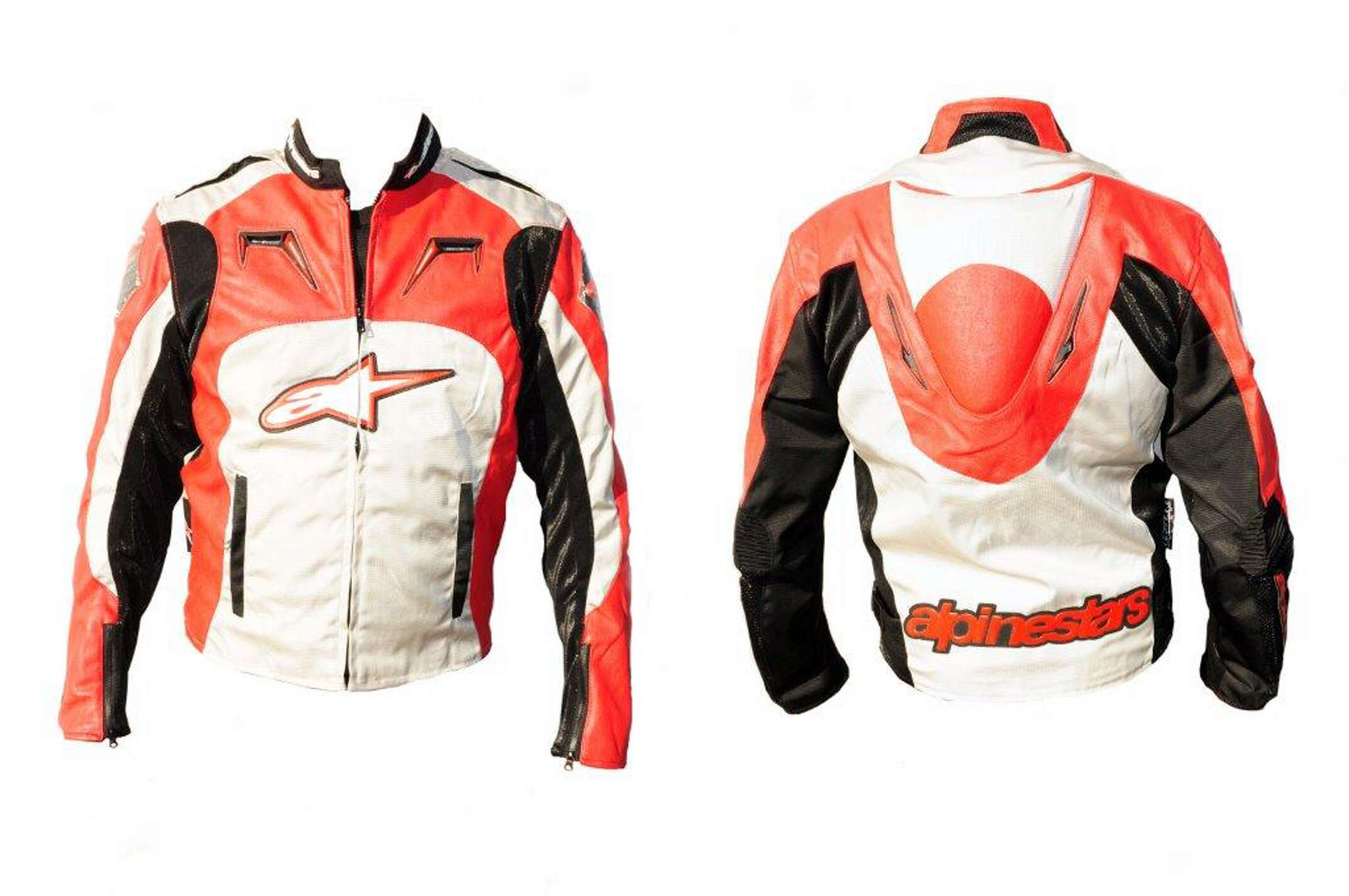 Мотокуртка ALPINESTARS (кожзам-текстиль) (с аэродинамическим горбом) (mod:1, size:M, красная)