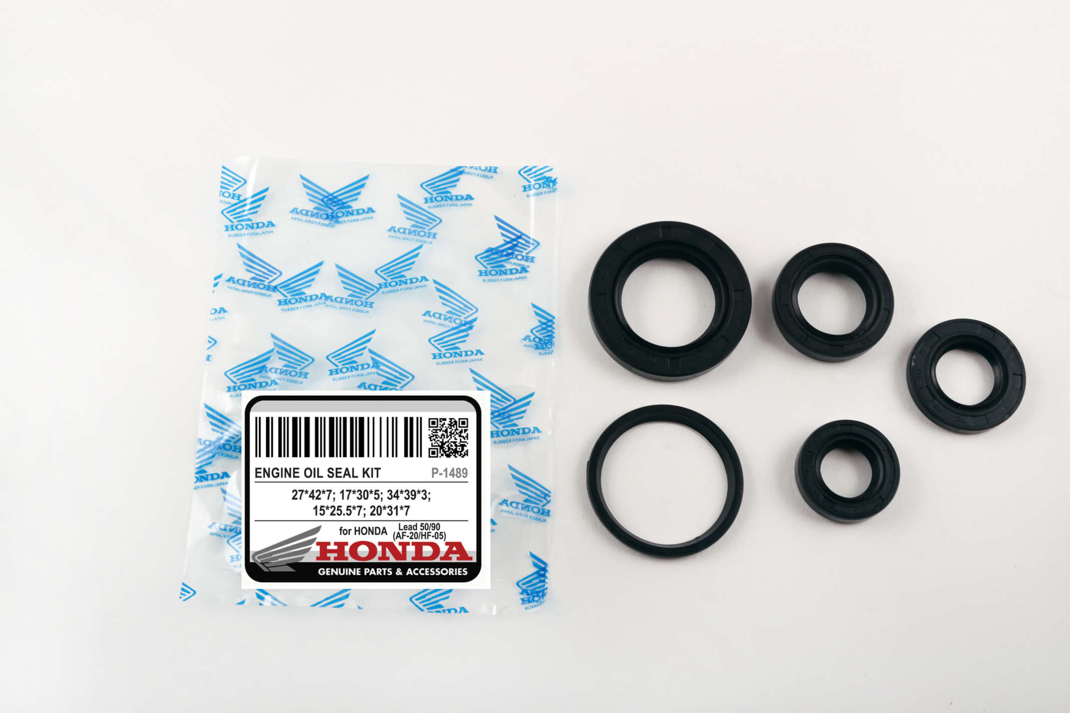 Сальники (набор) Honda LEAD 50/90 5шт (27*42*7, 17*30*5, 34*39*3, 15*25,5*7, 20*31*7) HND