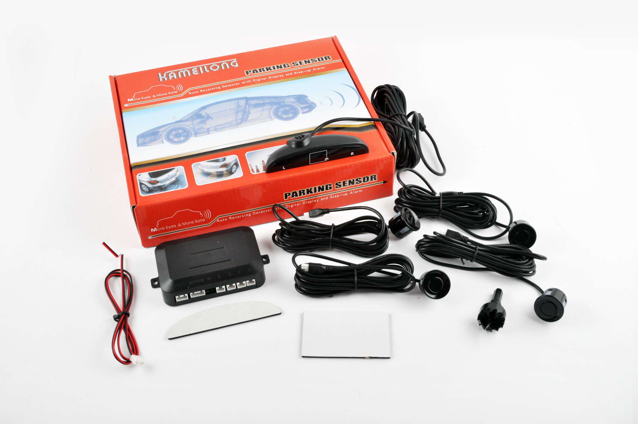 Парктроник mod:LH-811B (датчики черные 4шт, LCD, штурман, монтажный комплект) KAMEILONG