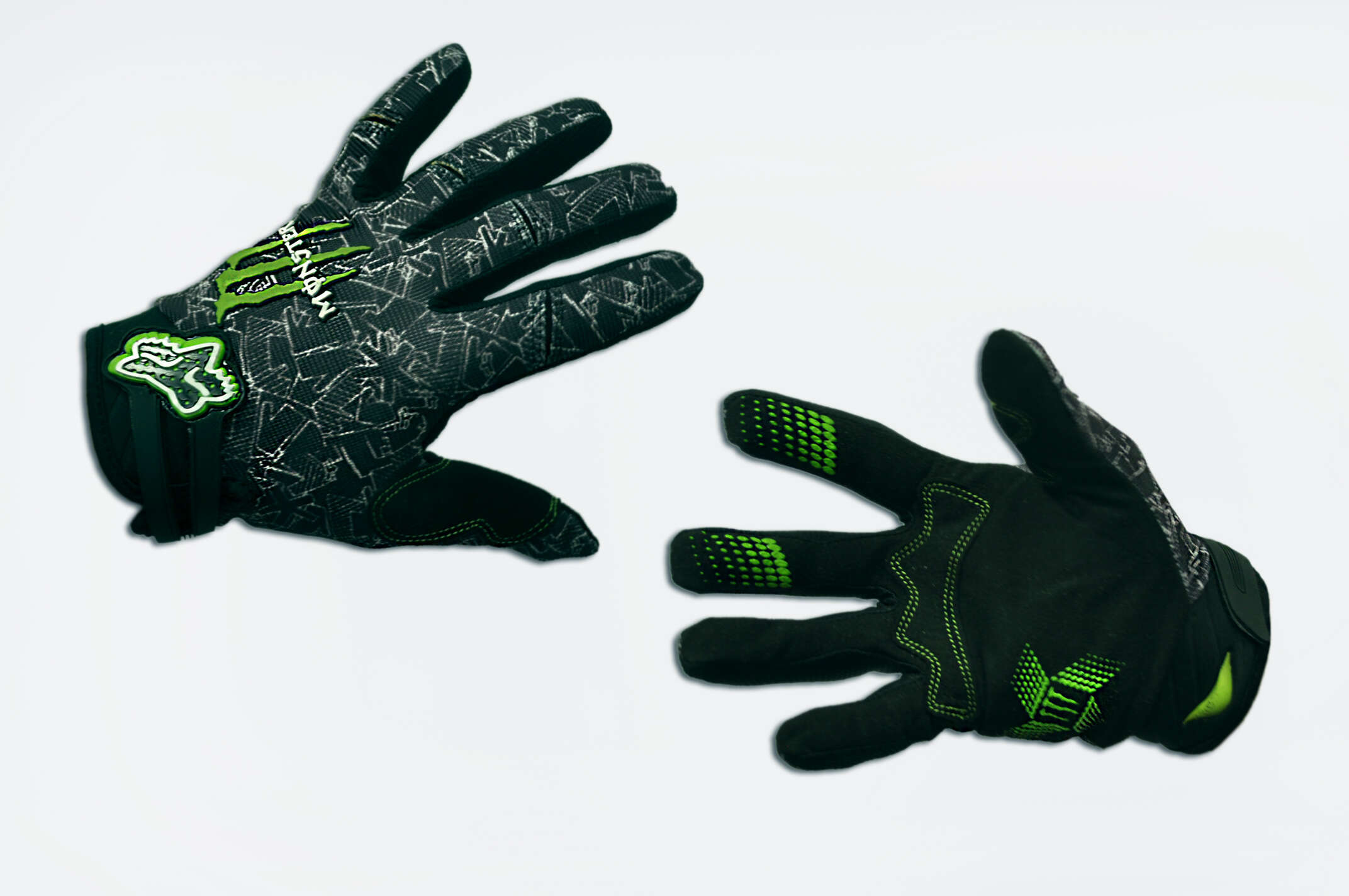 Перчатки FOX (mod:Monster energy, size:L, черные)