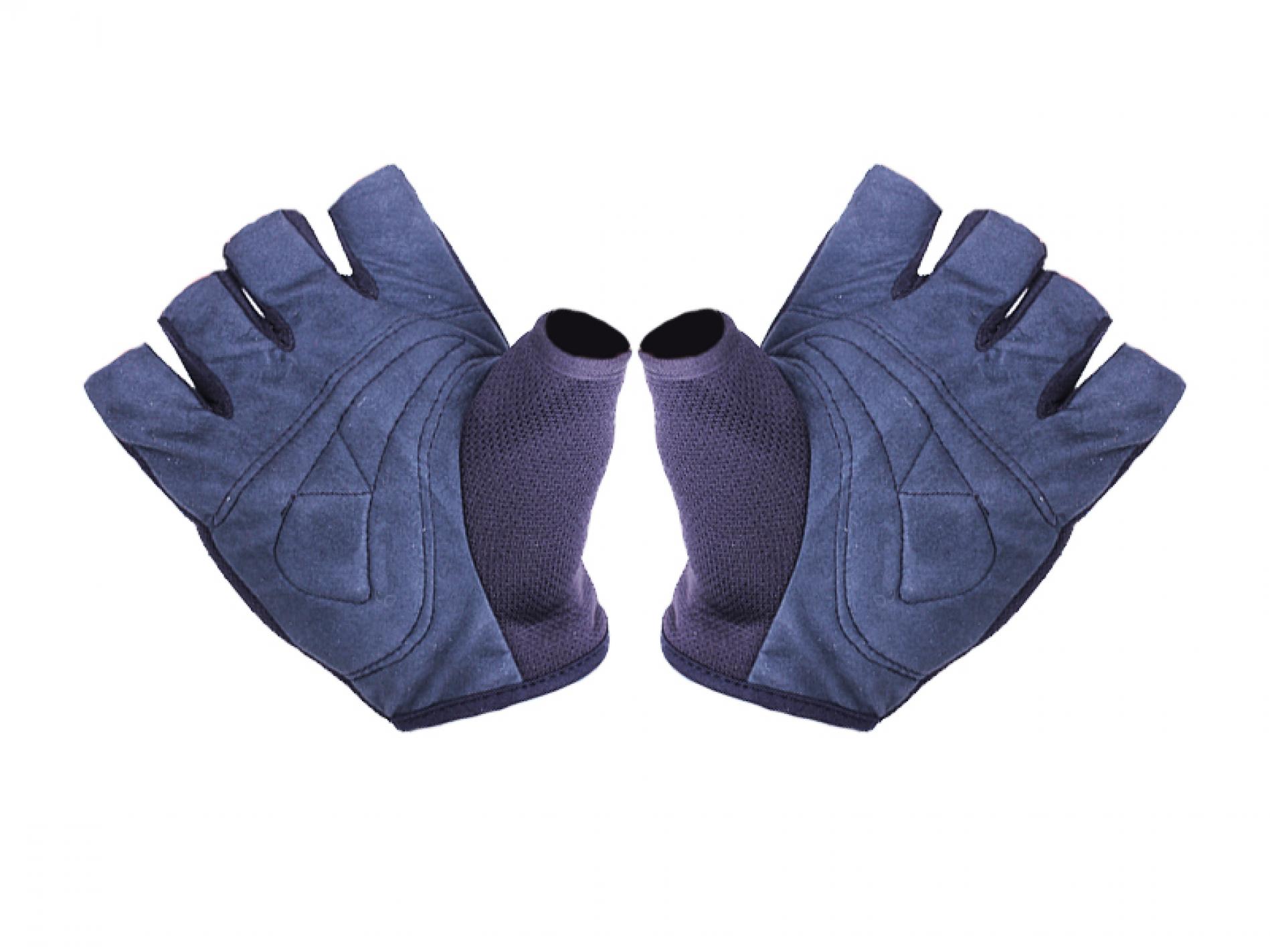 Перчатки без пальцев YM001-15 (короткие) черные с белым size L AMG