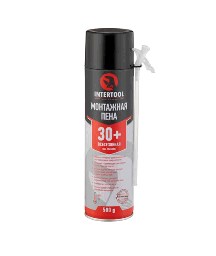 Пена монтажная, всесезонная, 500 мл / 500 г, 30+ л, трубочка INTERTOOL