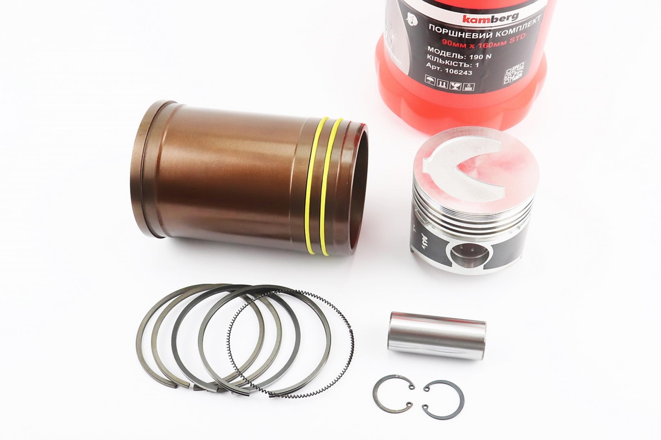 Поршневая R190N к-кт, поршень 90mm STD (форкамера Подкова) +гильза +манжеты, тефлоновое покрытие KS