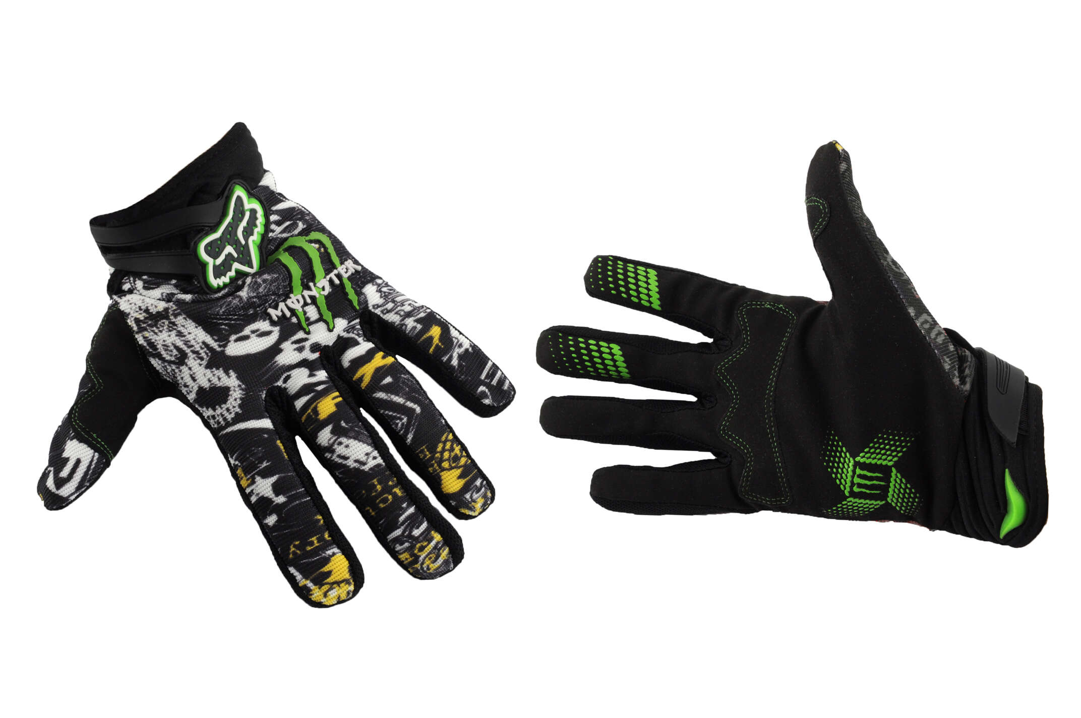 Перчатки FLEXAIR (mod:Monster energy, size:L, черно-белые) FOX