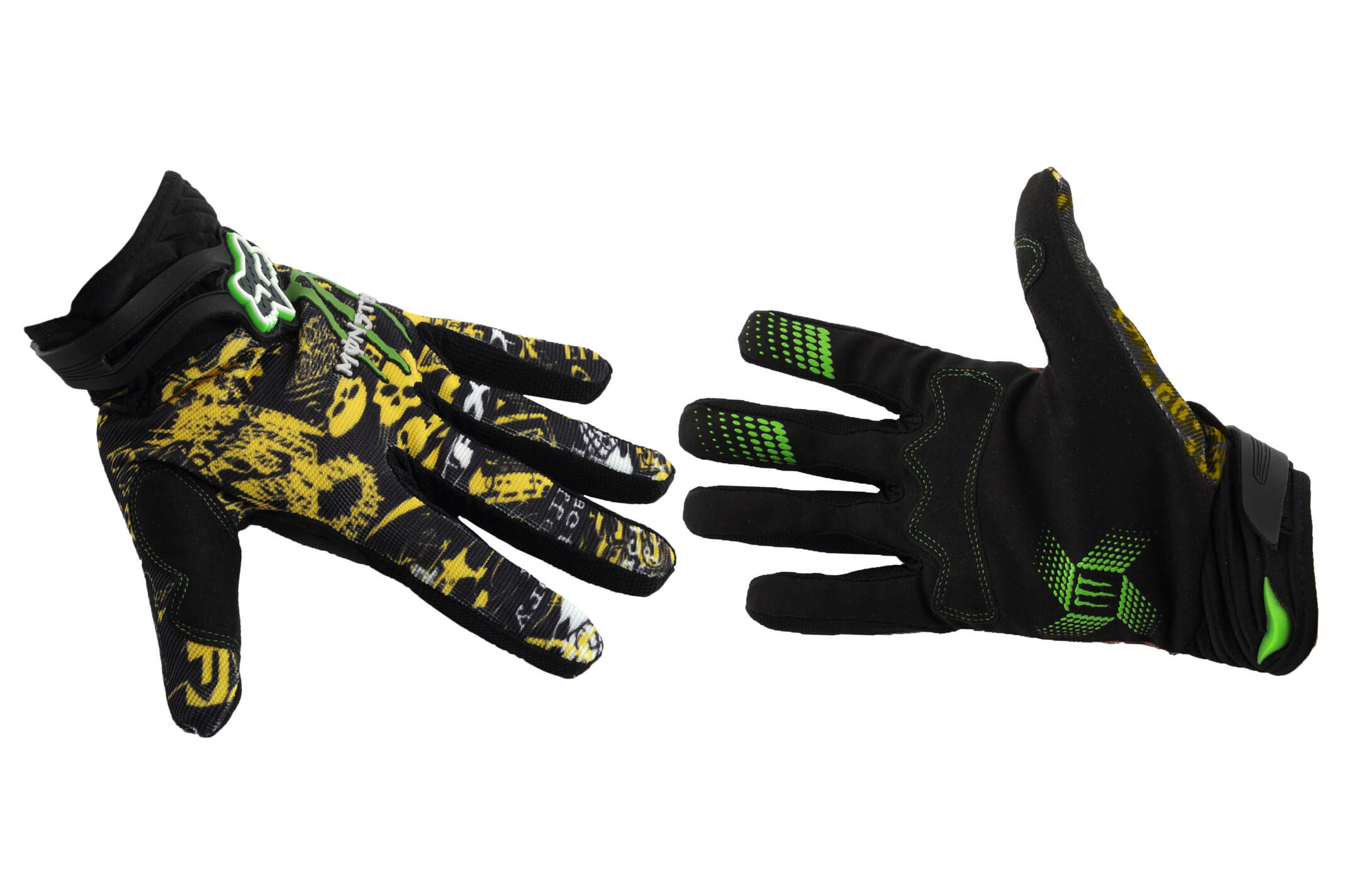 Перчатки FLEXAIR (mod:Monster energy, size:L, черно-зеленые) FOX