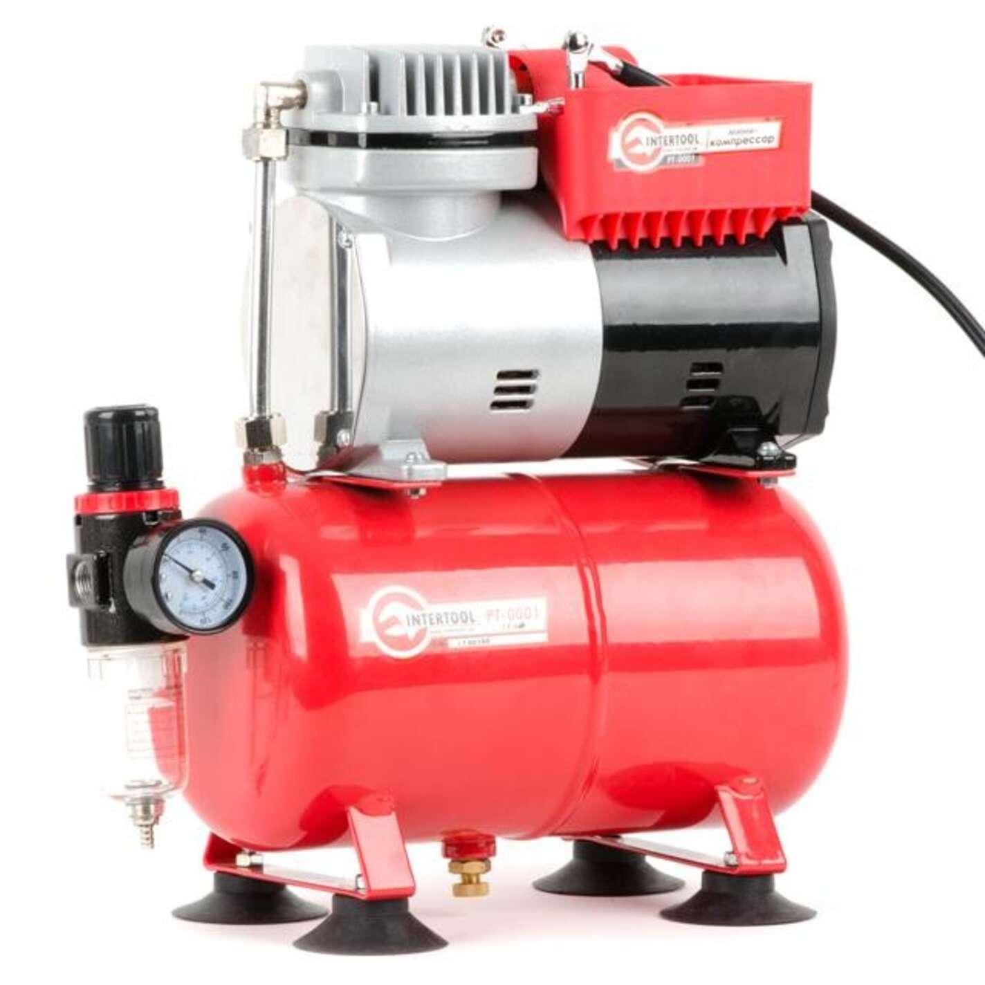 Компрессор безмасляный 3 л, 0.3 кВт, 220 В, 3.2 атм, 50 л/мин INTERTOOL