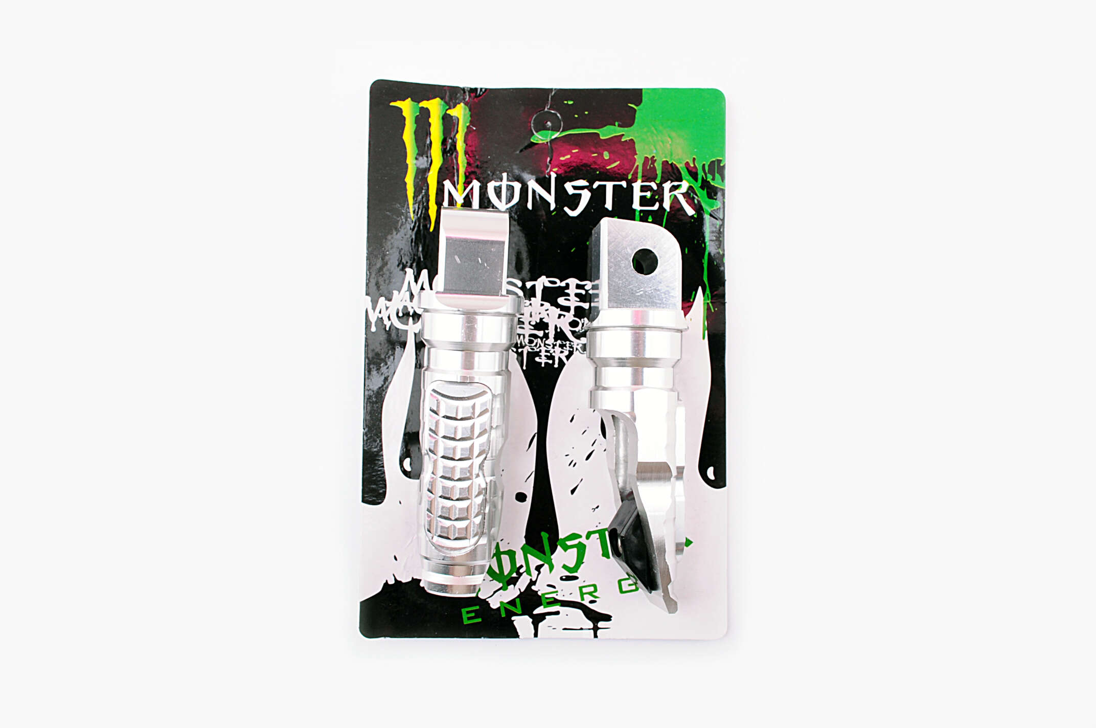 Подножки пассажирские (mod:1, серебристые) MONSTER ENERGY