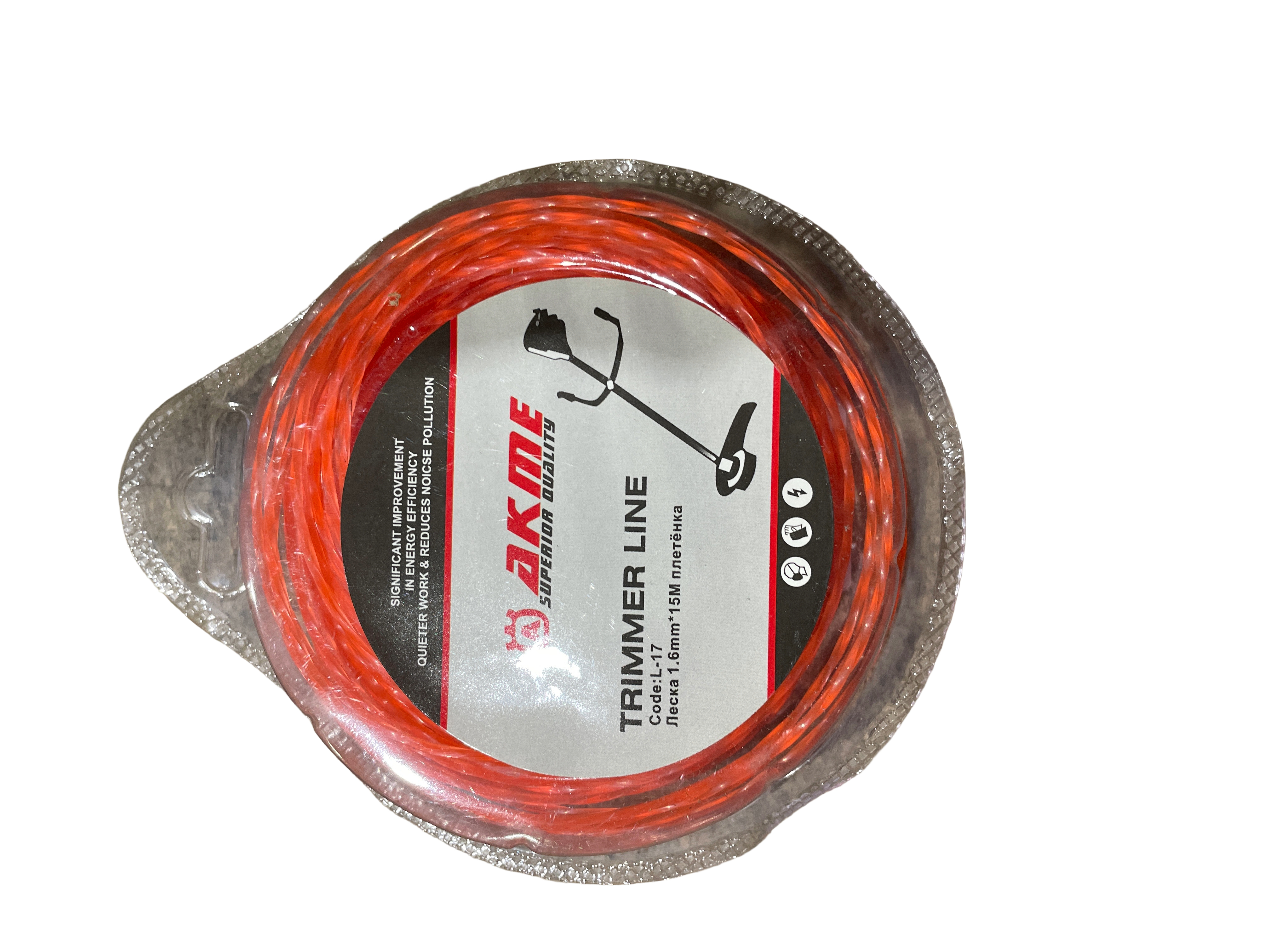 Леска мотокосы Ø1,6mm, 15 метров (оранжевая, косичка) EVO
