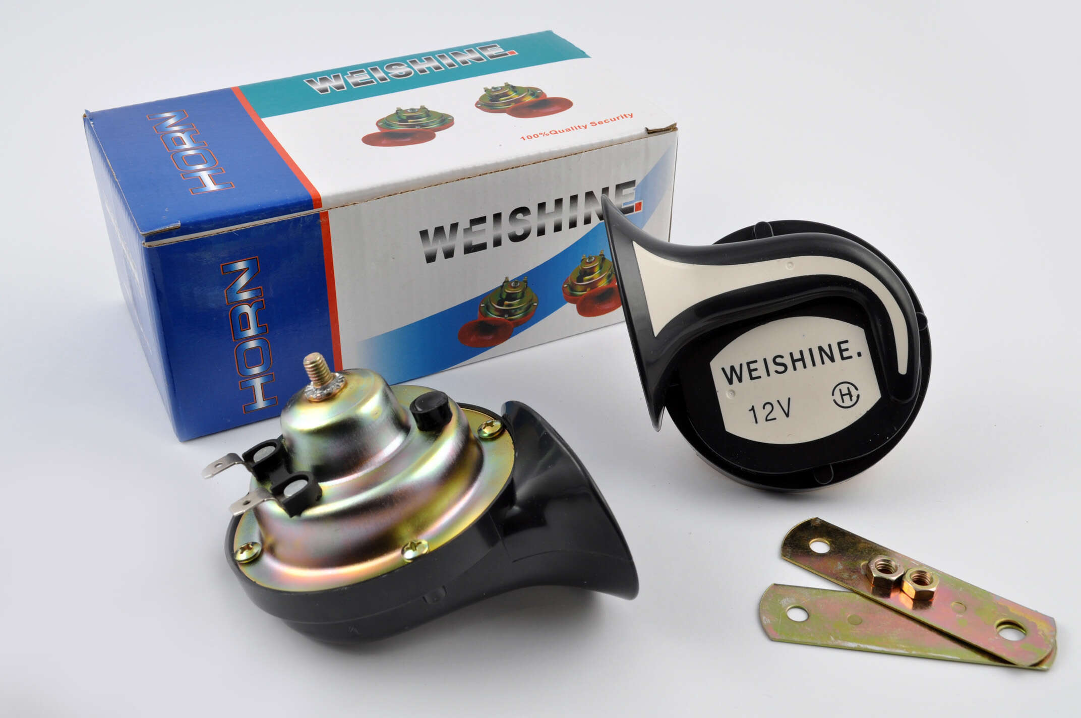Сигналы (пара) улитка, 12V, крепление (черно-белые) WEISHINE