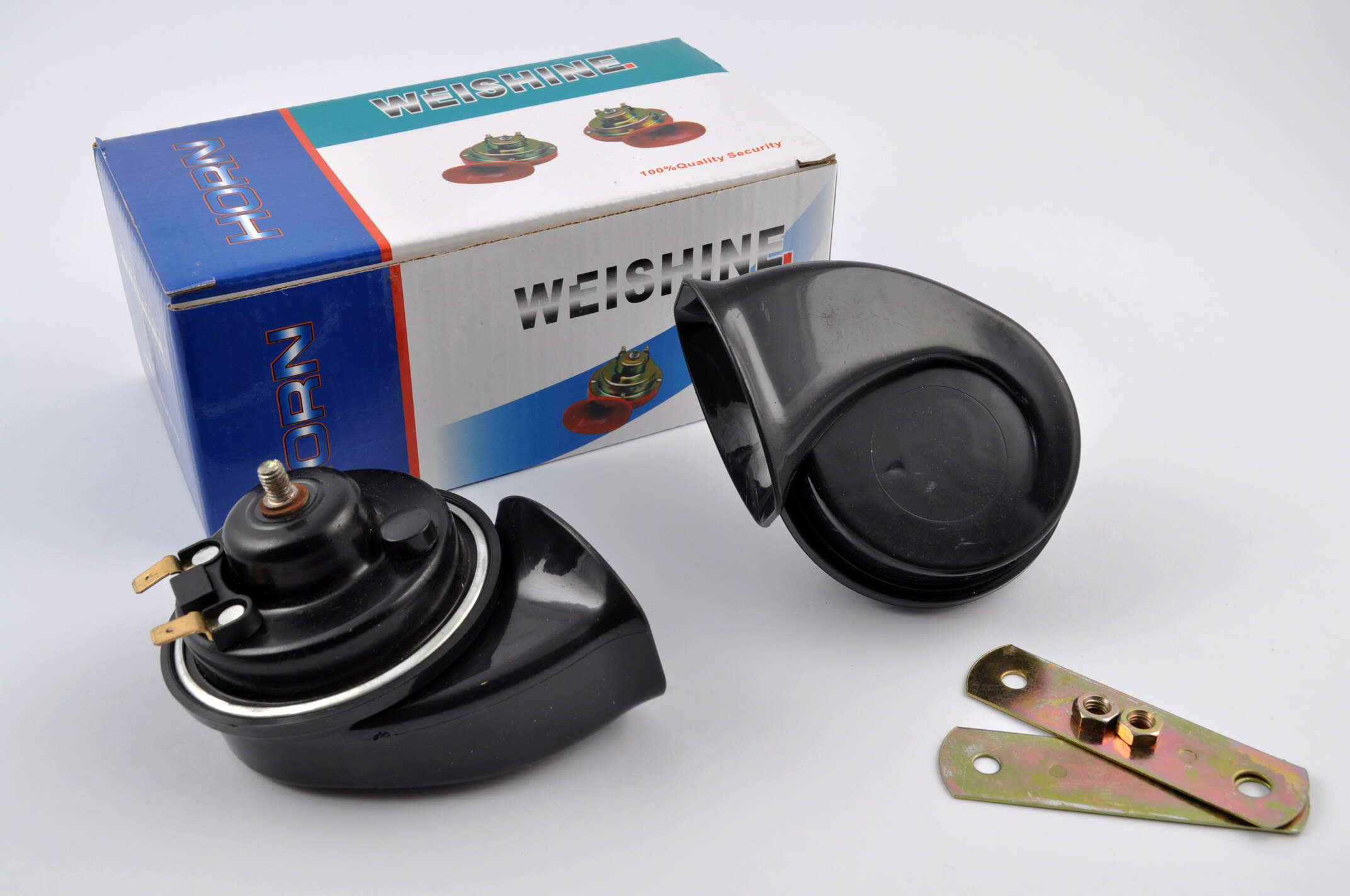 Сигналы (пара) улитка, 12V, крепление (черный, mod:2) WEISHINE