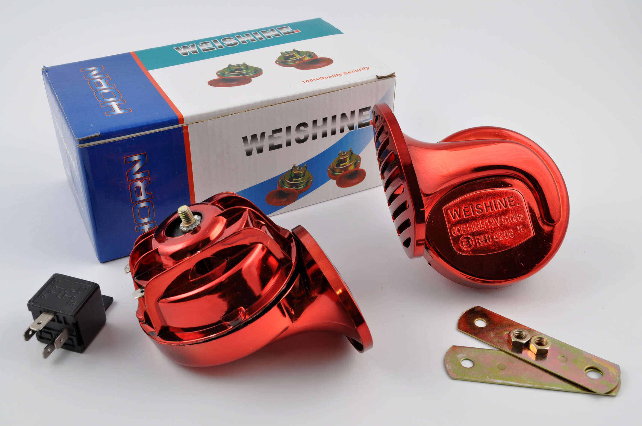 Сигналы (пара) улитка, 12V, крепление, реле (красные) WEISHINE