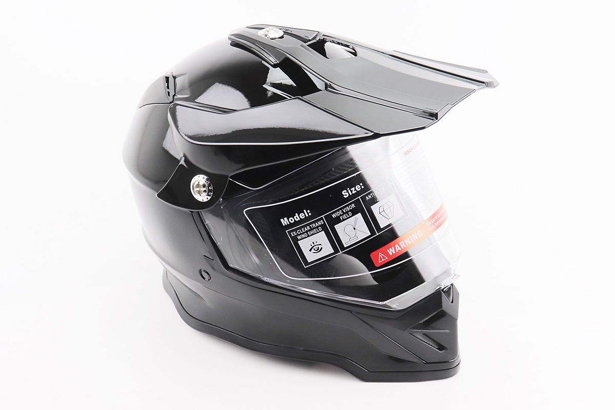 Шлем кроссовый эндуро/АТV со стеклом BLD-819-7 М (57-58см), ЧЕРНЫЙ глянец KS