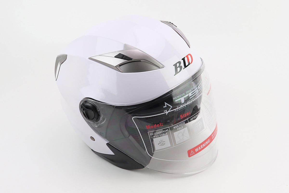 Шлем открытый ( откидные очки BLD-708 М (57-58см), БЕЛЫЙ глянец) KS