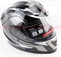 Шлем-интеграл BLD-M62 S (55-56см), ЧЁРНЫЙ глянец с бело-серым рисунком KS
